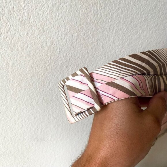 Express y2k 2000s Pink Brown Striped Fabric Belt Women's Large - Picture 3 of 5